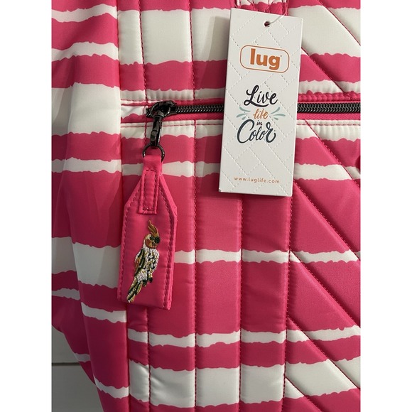 Lug Paddle Magenta Stripe Tote Bag Purse New With Tags - Picture 2 of 7